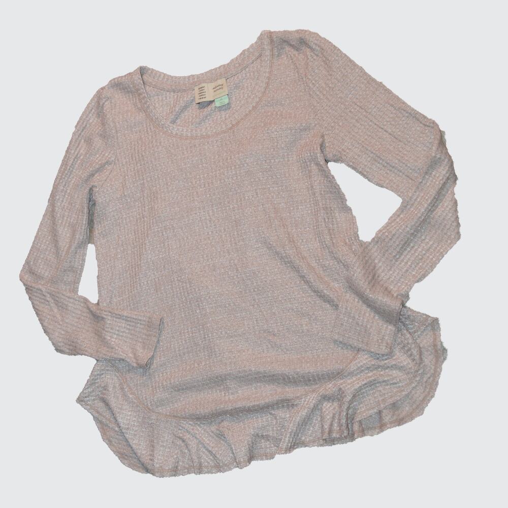 Anthropologie Women's XS waffle knit top Saturday Sunday cross ruffle back